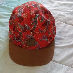 Tropical Red and Brown Palm Tree Design Cap